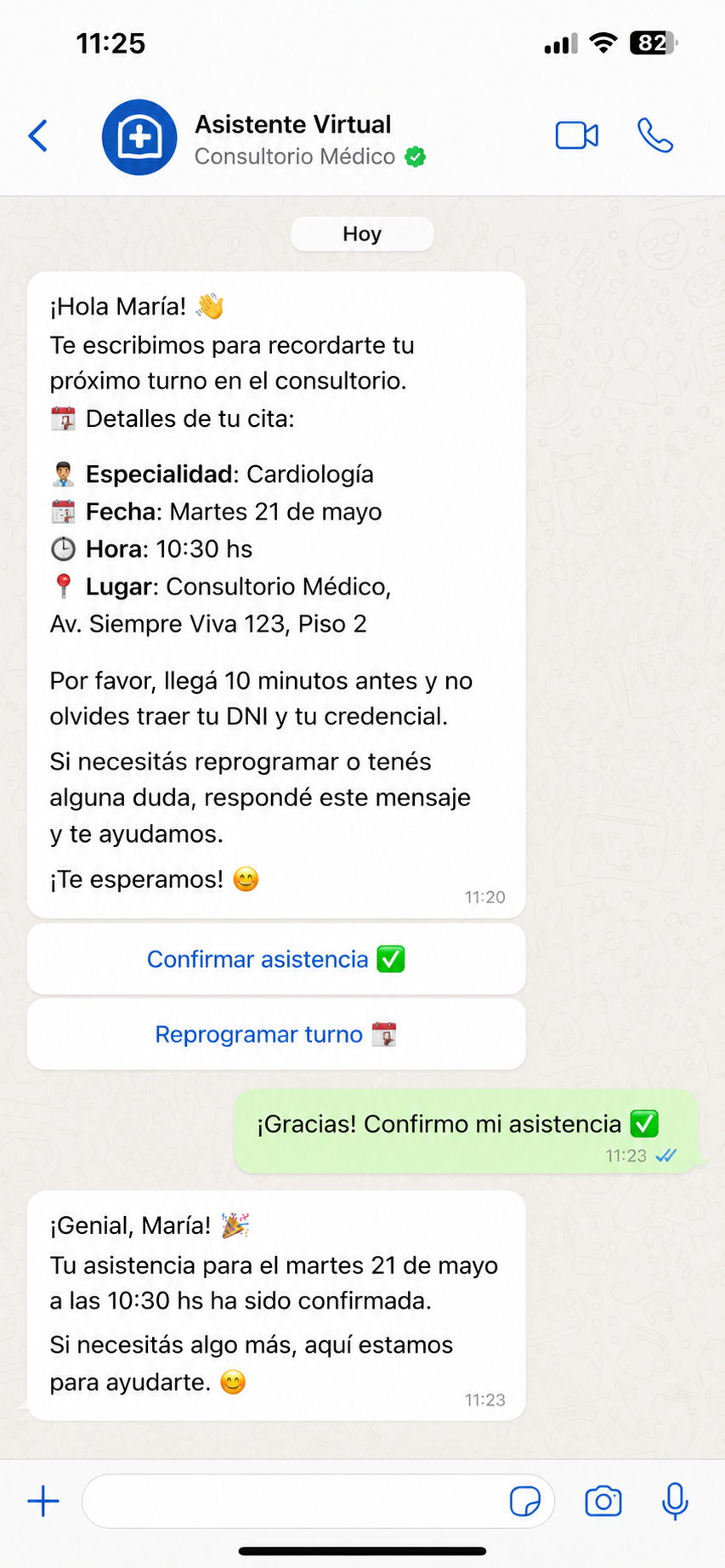 Recordatorio y confirmación automática de turno por WhatsApp